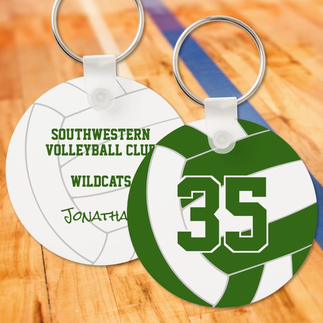 Green white volleyball team colours keychain (Creator Uploaded)