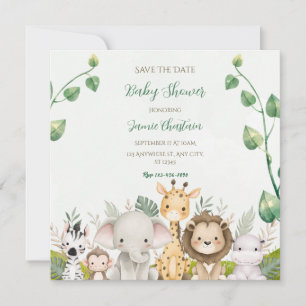 Green White Watercolor Baby Shower Save the Date