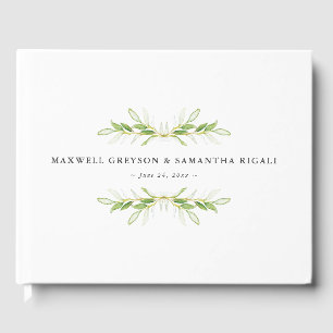Green & White Wedding Guest Book