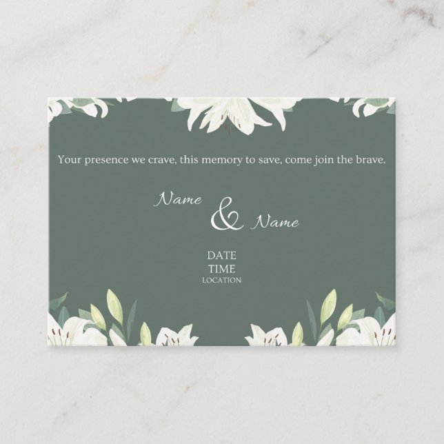 Green & White Wedding Invitation Card (Front)