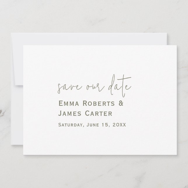 Green & White Wedding Save the Date (Front)