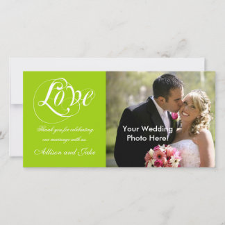 Green White Wedding Thank You Photo Card Template