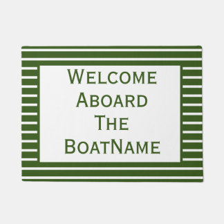Green & White Welcome Aboard Boat Doormat