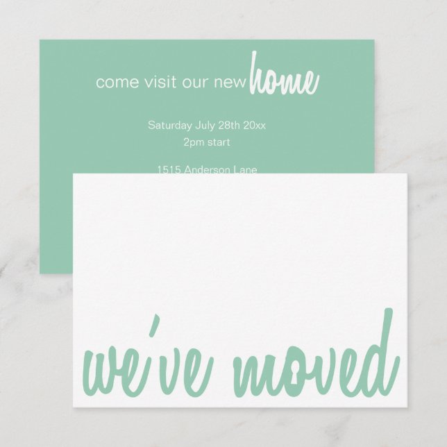 Green & White We've Moved Housewarming Invite (Front/Back)