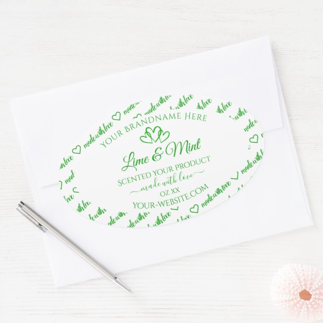 Green White Word Cloud Frame Product Labels Hearts (Envelope)