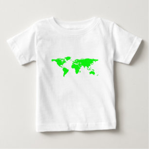 Green White World Map Baby T-Shirt