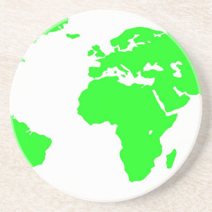 Green White World Map Coaster