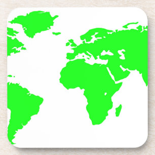 Green White World Map Coaster