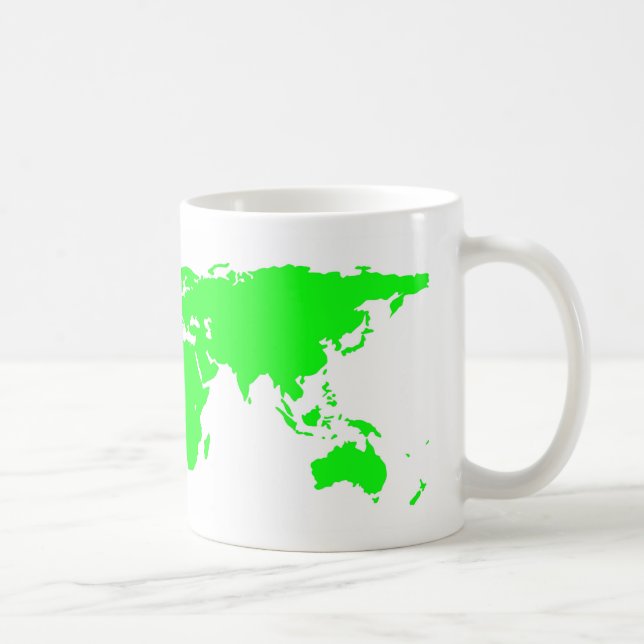 Green White World Map Coffee Mug (Right)