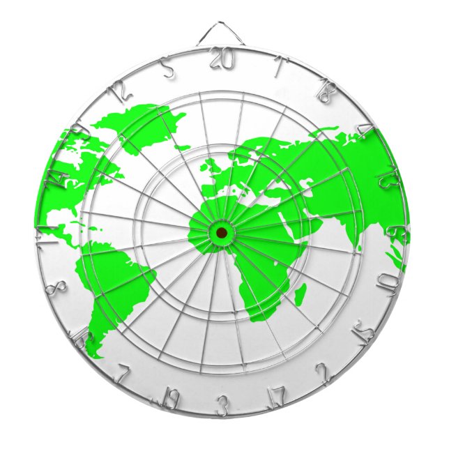 Green White World Map Dartboard (Front)