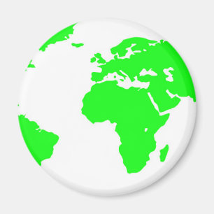 Green White World Map Magnet