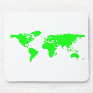 Green White World Map Mouse Pad