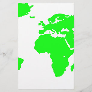 Green White World Map Stationery