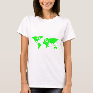 Green White World Map T-Shirt