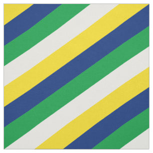 Green, white, yellow and blue striped pattern fabric