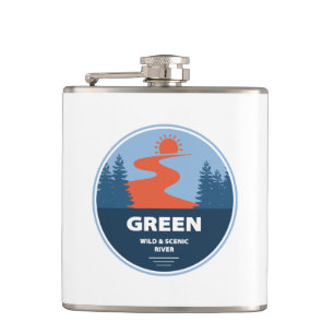 Green Wild And Scenic River Hip Flask