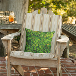 Green Wild Grass Texture Natural Farmhouse Cottage Outdoor Pillow