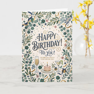 Green Wildflower Birthday Card