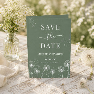 Green Wildflower Boho Wedding Save The Date
