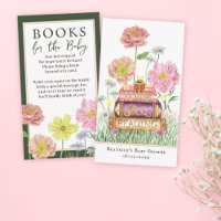Green Wildflower Books for Baby Shower Bookmark 