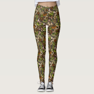 Green Wildflower Garden Pattern Leggings