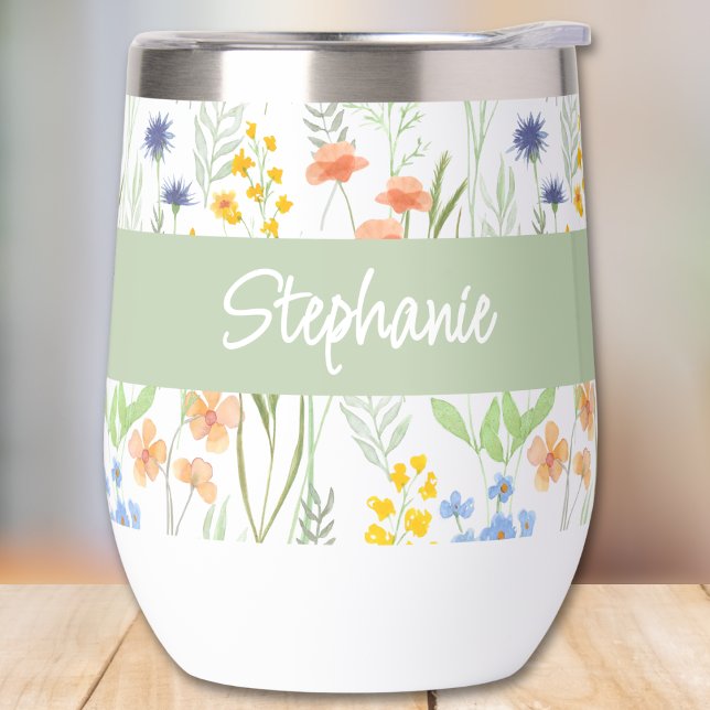 Green Wildflower Watercolor Monogram Name (Creator Uploaded)