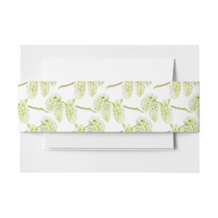 Green willow spring catkins watercolor  invitation belly band