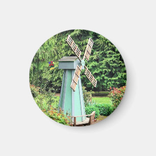 Green Windmill Garden Decor Magnet