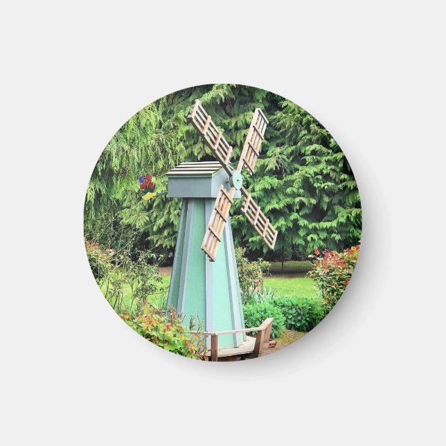 Green Windmill Garden Decor Magnet (Front)