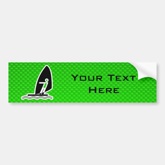 Green Windsurfing Bumper Sticker (Front)