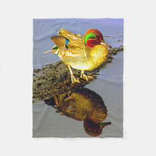 Green Winged Teal Duck Small Fleece Blanket
