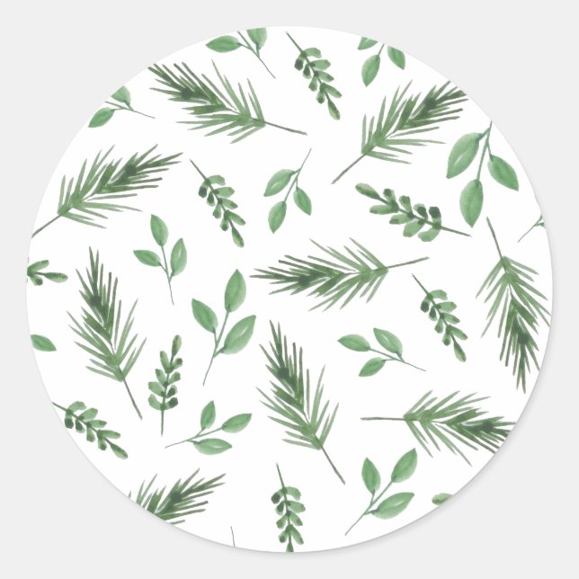 Green Winter Bliss Floral Christmas Sticker (Front)