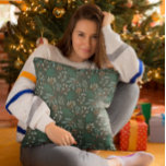 Green Winter Botanical Pattern Throw Pillow<br><div class="desc">Cute and fun Christmas theme pillow featuring hand drawn illustration of winter botanicals.</div>