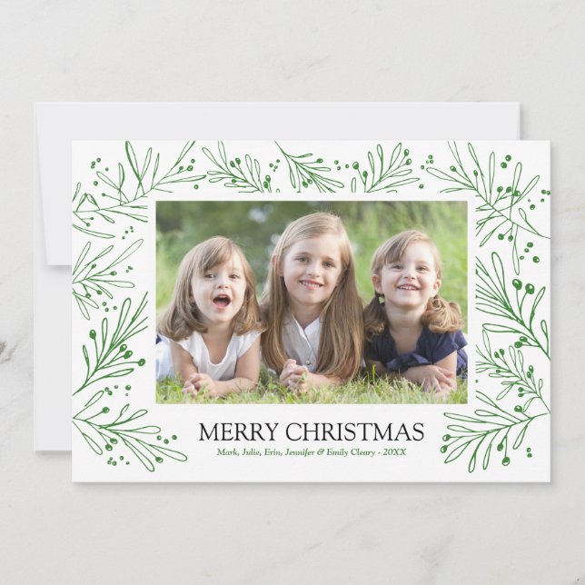 Green Winter Branches and Berries | Holiday 2017 Card (Front)