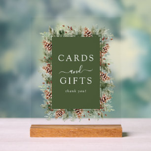 Green Winter Cards and Gift Acrylic Sign