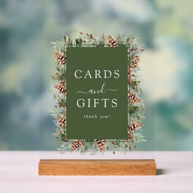 Green Winter Cards and Gift Acrylic Sign (Neutral)