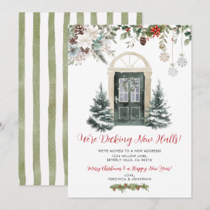 Green Winter Christmas New Address Announcement