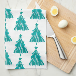 Green Winter Forest Christmas Tree Kitchen Towel