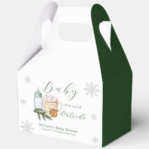 Green Winter Snowflake S'more Cookie Baby Shower Favor Box