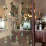 Green Winter Tree Pattern Window Cling<br><div class="desc">Green Winter Tree Pattern</div>