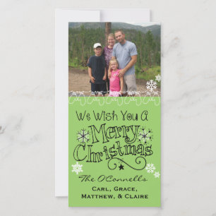 Green Wish You Joyeux Carte photo de Noël