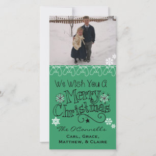 Green Wish You Joyeux Carte photo de Noël