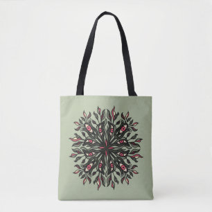 Green witch creepy nature lover psychedelic art tote bag