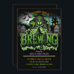 Green Witch Graveyard Brewing Halloween Party  Invitation<br><div class="desc">Customize for any event</div>