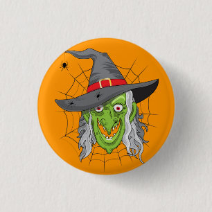 Green Witch Halloween 1 Inch Round Button