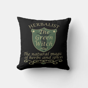 Green witch natural medicine Herbalist Throw Pillow