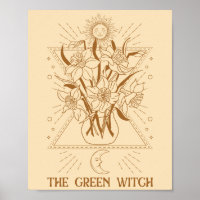 Green witch nature herbs sun moon lily symbols