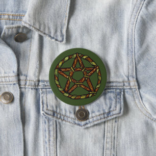 Green Witch Pagan Pentacle Nature Wicca 3 Inch Round Button