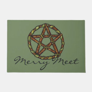 Green Witch Pagan Pentacle Nature Wicca            Doormat