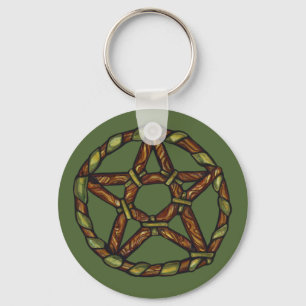 Green Witch Pagan Pentacle Nature Wicca            Keychain
